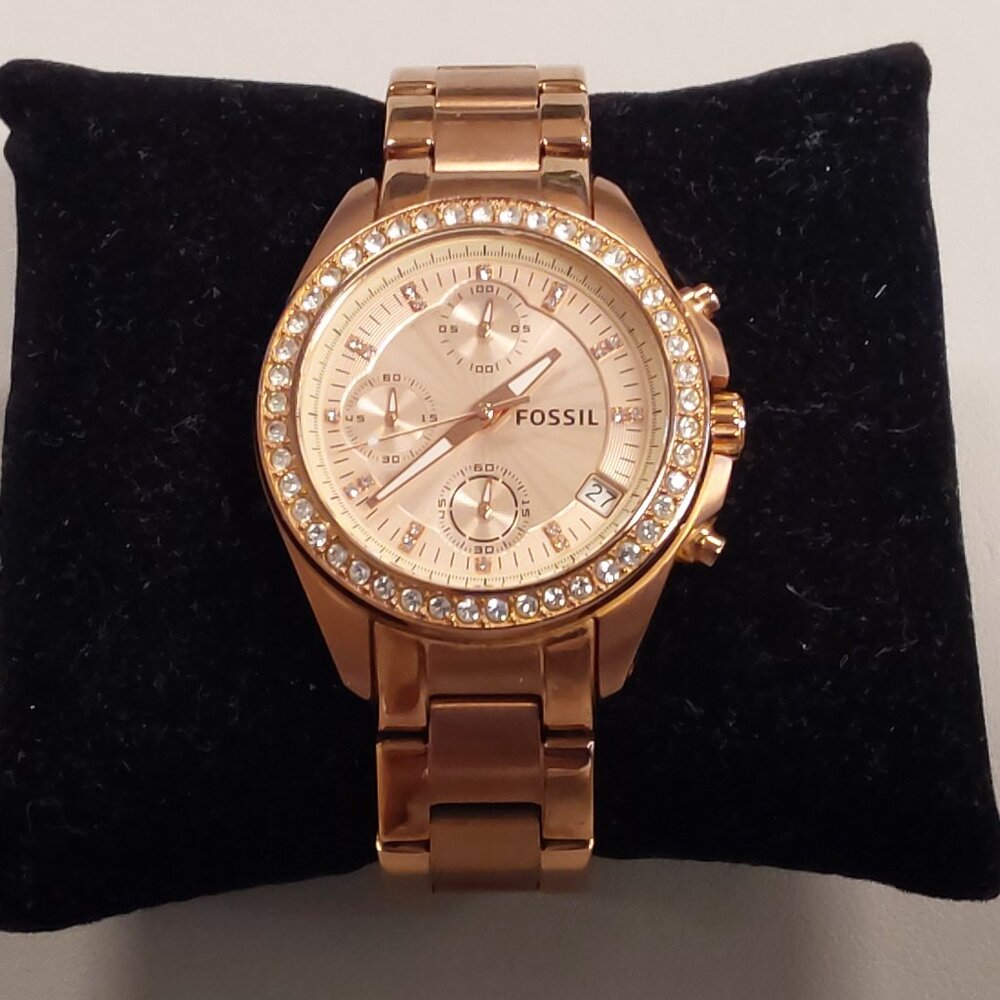 Fossil Riley Multifunction Rose Gold Toned Stainless Steel Watch -ES3352